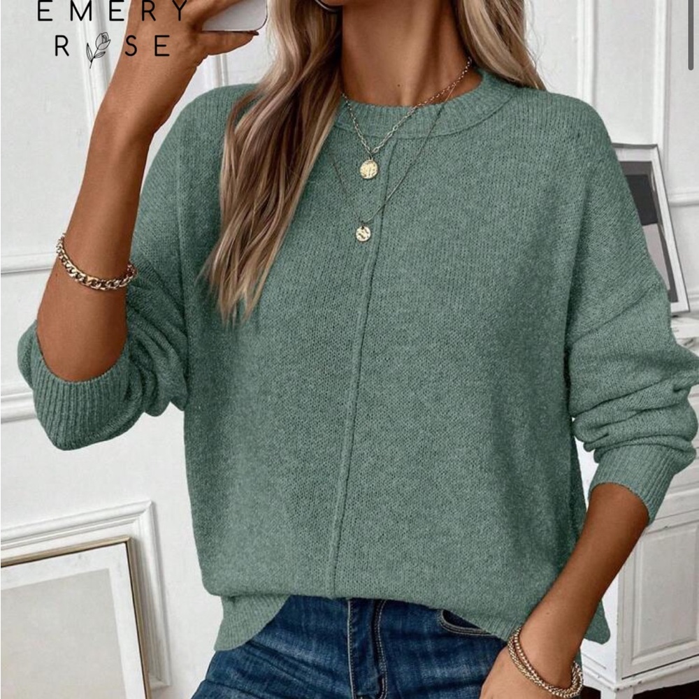 SHEIN Sage Green Crew Neck Sweater